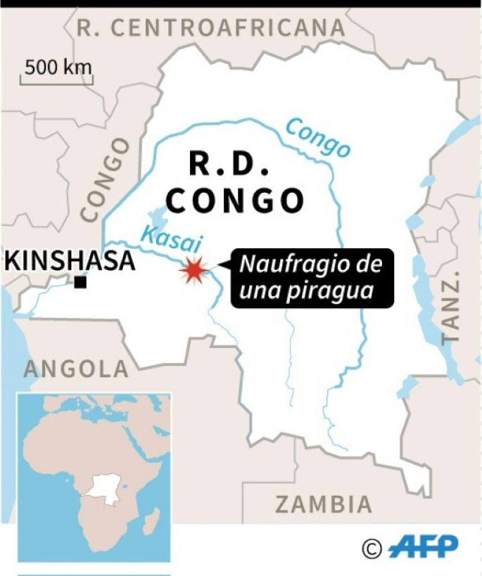 27 muertos y 54 desaparecidos por un naufragio en un río de RD Congo.