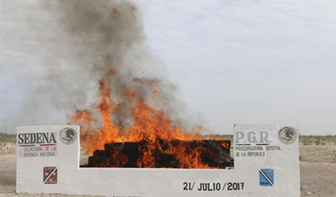 Incineró la PGR, más de una tonelada y media de narcóticos en Ciudad Juárez.
