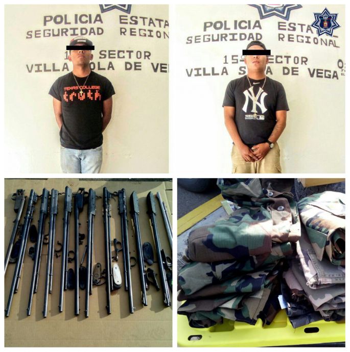 Sorprenden a sujetos con armas de fuego en Oaxaca.