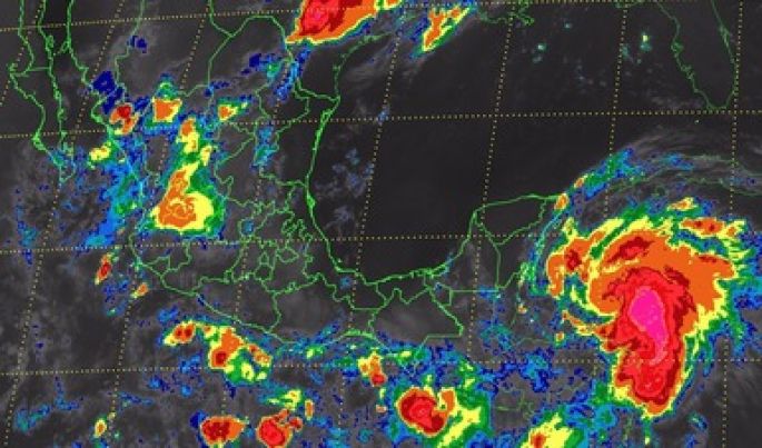 Se pronostican, para las próximas horas, tormentas intensas en Oaxaca, la Península de Yucatán y el sureste de México.