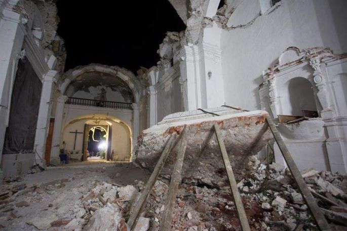 Once de los muertos en Puebla fue durante un bautizo, al derrumbarse la iglesia por el terremoto.