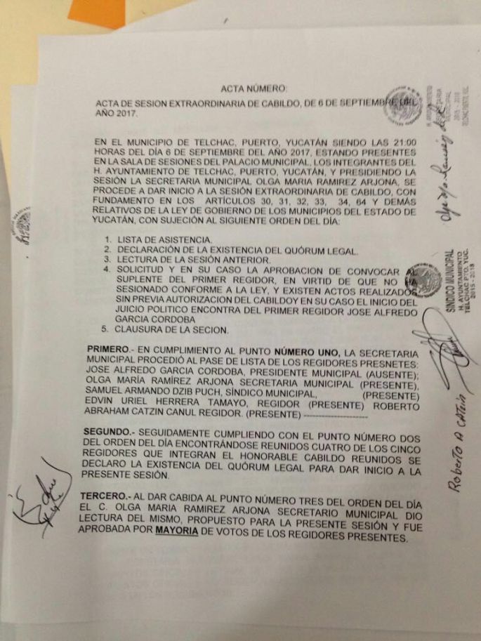 Solicitan juicio político al alcalde de Telchac Puerto.