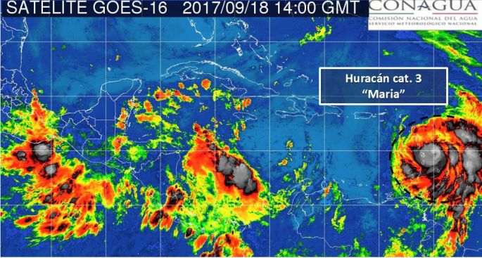 María se fortalece en el Caribe en huracán de categoría 3.