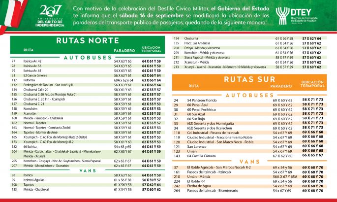 Por desfile, se reubicarán 102 paraderos de transporte público.