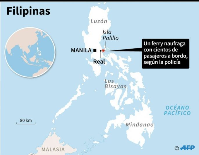 Cuatro muertos y varios desaparecidos por naufragio de ferri en Filipinas