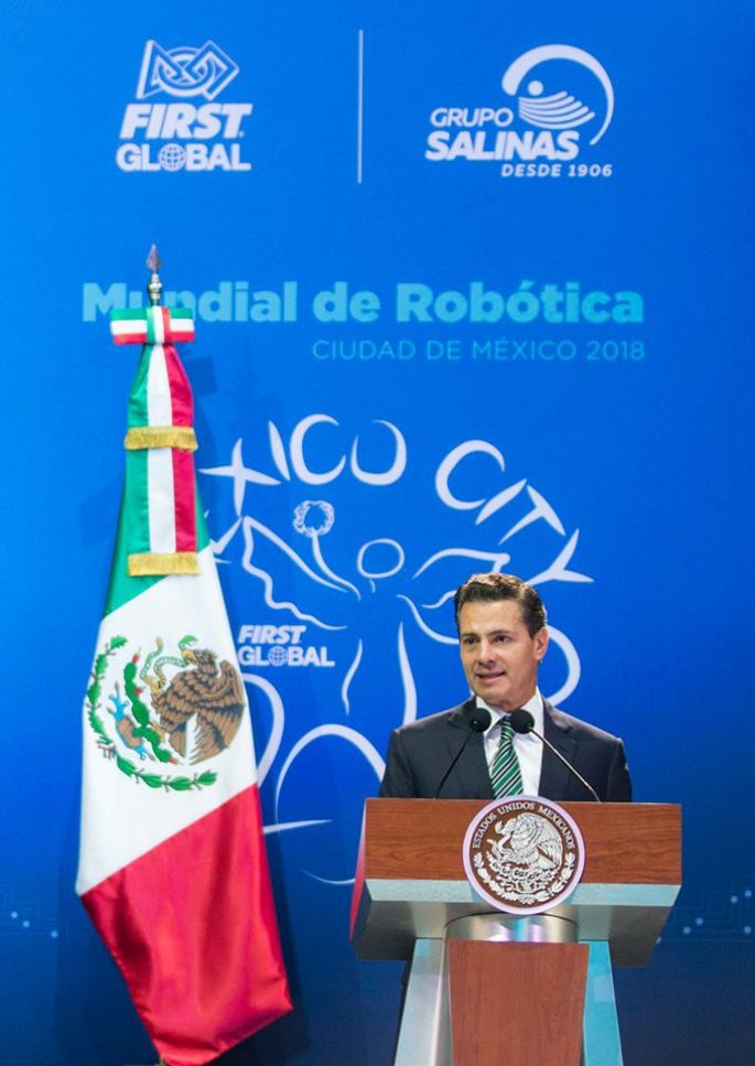 Inaugura el Presidente Enrique Peña Nieto el Mundial de Robótica Ciudad de México 2018 First Global Challenge