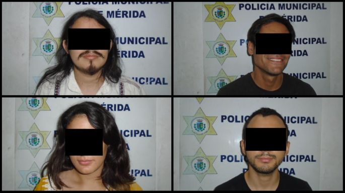 Detienen a pelafustanes por pintar predios en el Centro de Mérida; su sanción: multa y borrar su “obra de arte”
