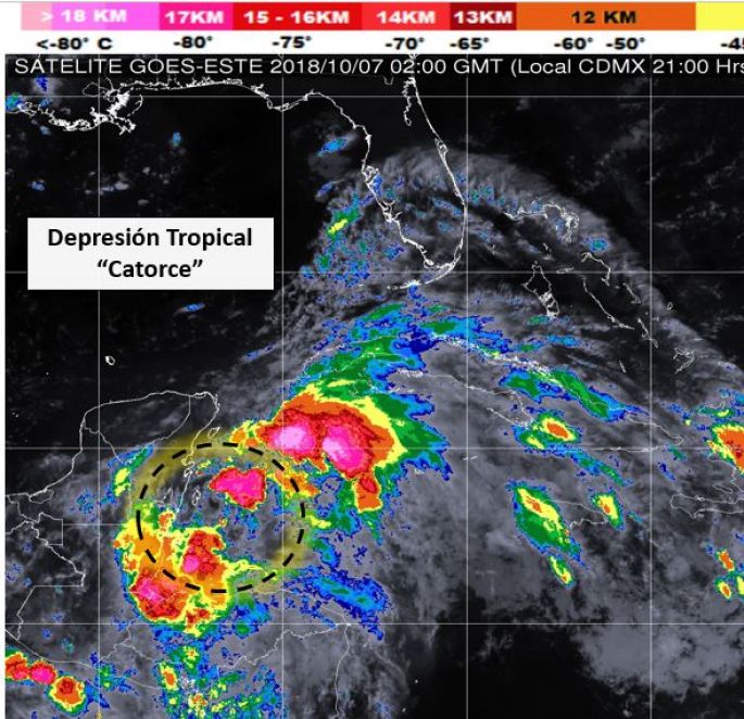 ALERTA: La Depresión Tropical 14 avanza en paralelo a las costas de Quintana Roo