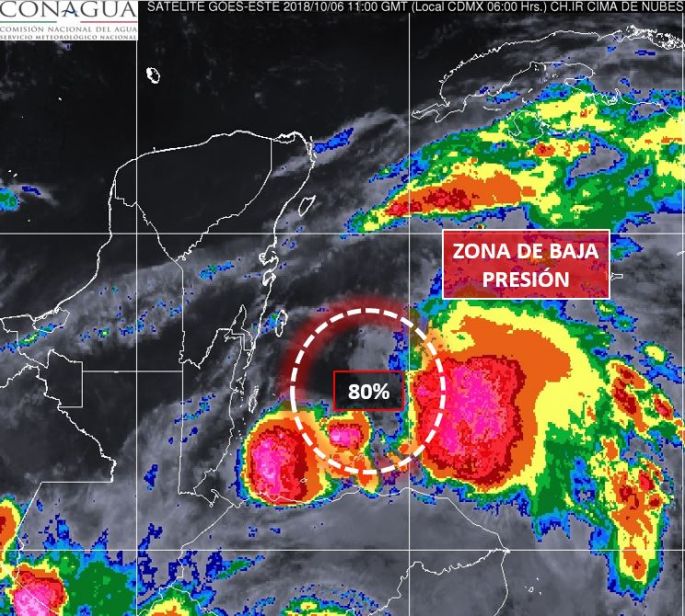 ALERTA: Baja presión en el Mar Caribe ahora con 80% de probabilidad de desarrollo ciclónico
