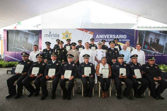 Celebran el Aniversario 16 de la Policía Municipal de Mérida 