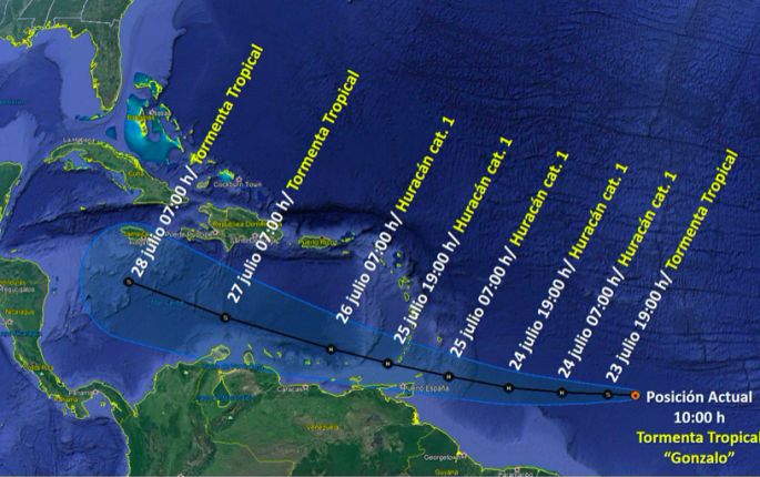 La tormenta tropical Gonzalo avanza hacia el Caribe; alerta preventiva para costas mexicanas 