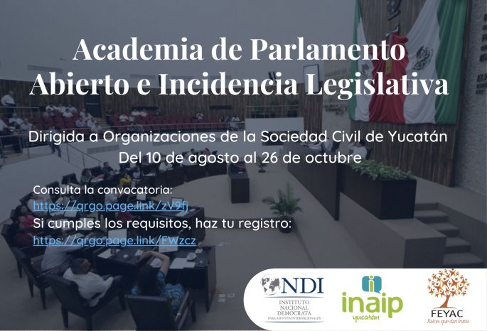 Convocan a organizaciones de la sociedad civil a participar en Academia de Parlamento Abierto