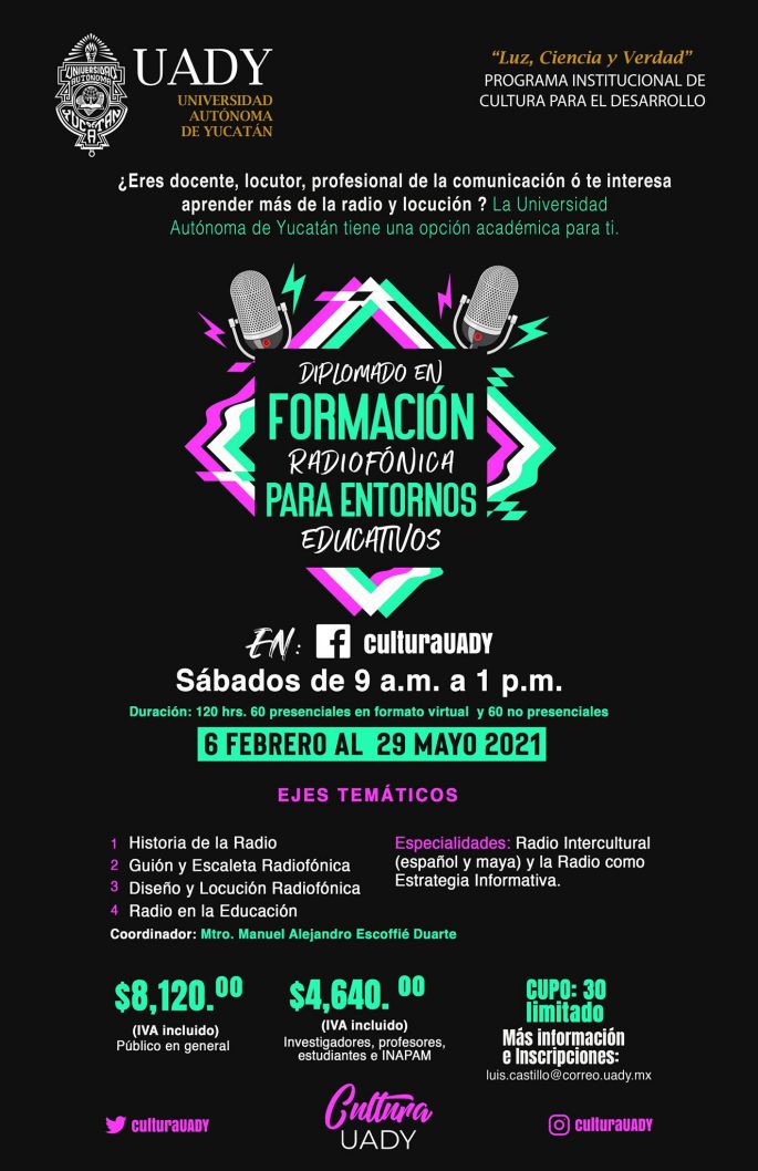 Ofrecen diplomado en Formación Radiofónica para Entornos Educativos  