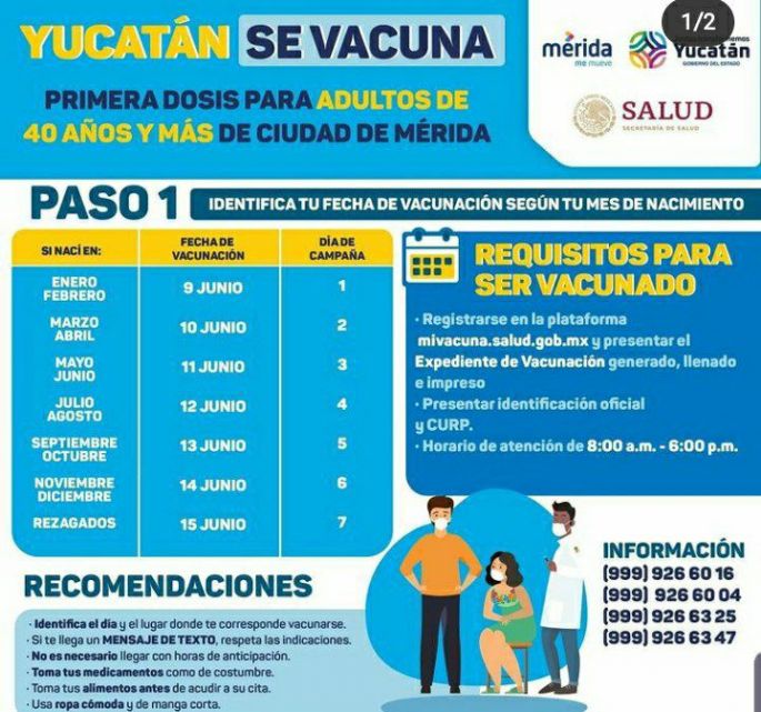 Mañana inicia en Mérida la vacunación contra el Coronavirus para cuarentones
