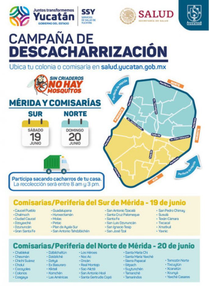 Inicia este fin de semana campaña de descacharrización en colonias y comisarías de Mérida