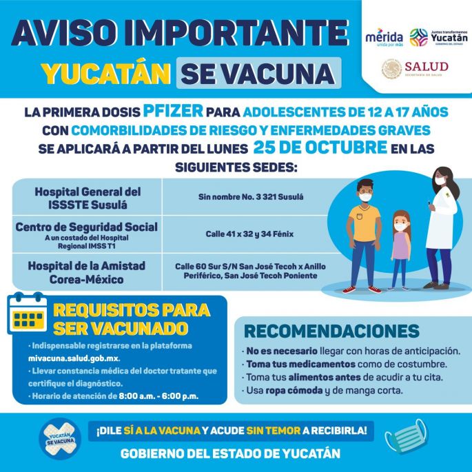 Vacunación para menores de 12 a 17 años con comorbilidades iniciará el próximo lunes  