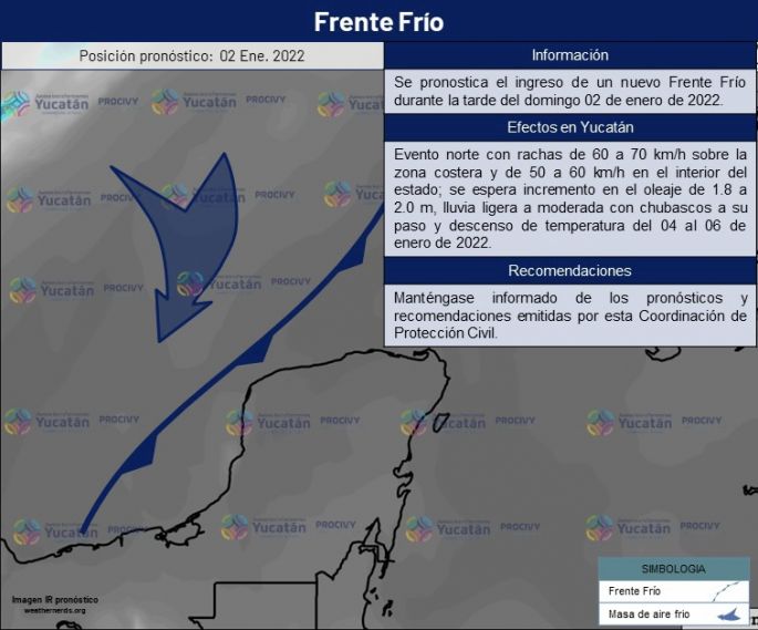 Lluvia vespertina previa al Año Nuevo y, el domingo, frente frío con norte