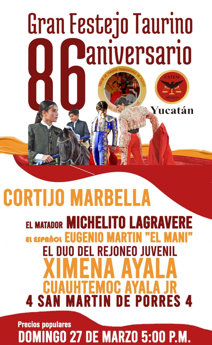 Toreros del Sureste celebran su 86 aniversario con amplia agenda de festejos