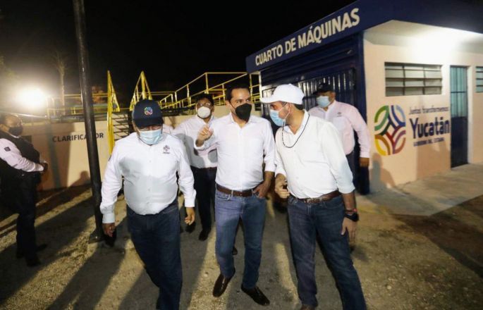Tras más de 10 años en el abandono, rehabilitan planta de tratamiento de aguas residuales, en el fraccionamiento Paseos de Itzincab, Umán