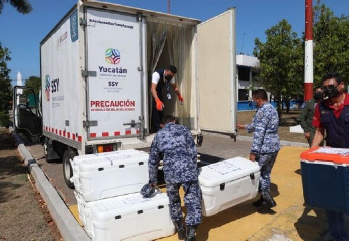 Llega un nuevo cargamento a Yucatán con 41,000 dosis contra el Coronavirus