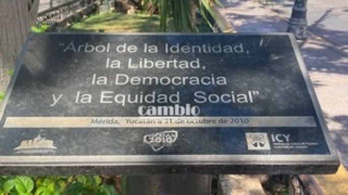 Palma de la identidad de Mérida en la Plaza Grande
