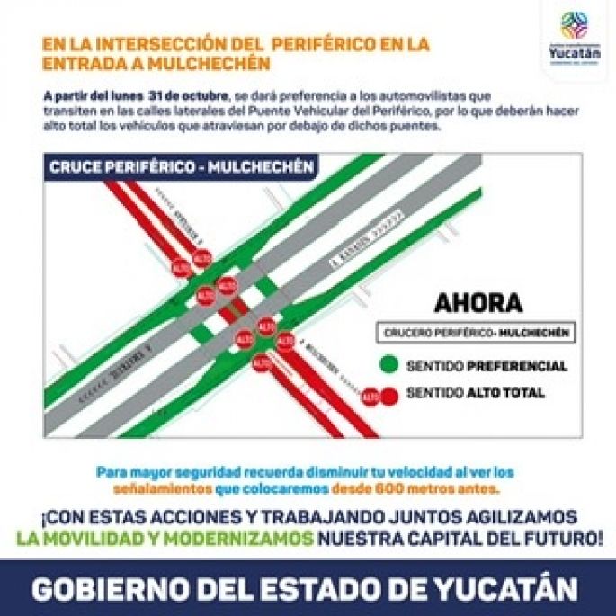 Este viernes arrancará el cambio de vialidad en el Periférico de Mérida con la calle 42 Sur