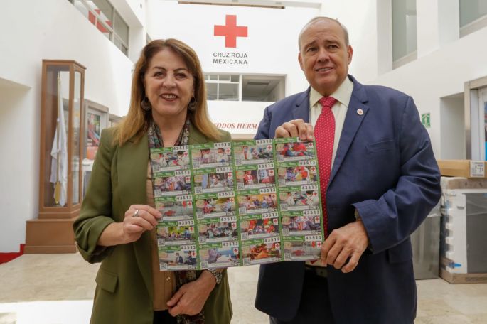 Cruz Roja Mexicana y Lotería Nacional develaron el billete conmemorativo por los 113 años de la institución humanitaria  
