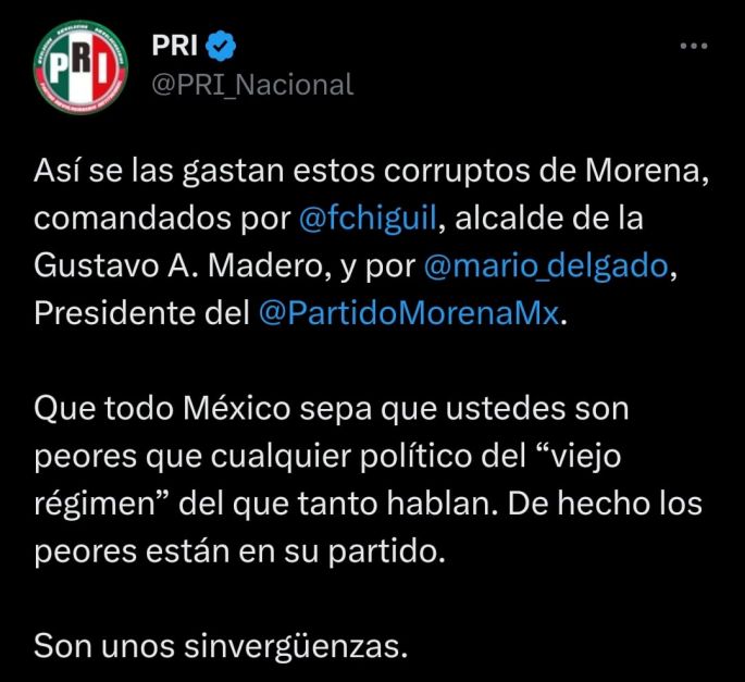 Asegura el PRI que MORENA es peor que cualquier gobierno anterior 