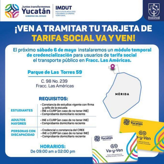 Se instalará un módulo temporal de tarjetas electrónicas "Va y Ven" en el fraccionamiento Centro-Las Américas