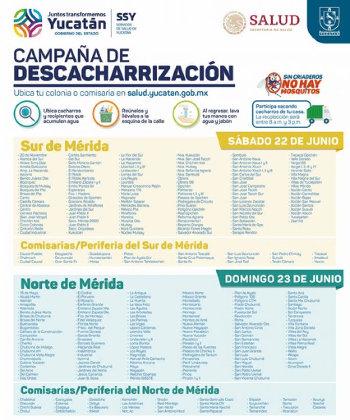 Anuncia SSY campaña de descacharrización en Mérida y comisarías