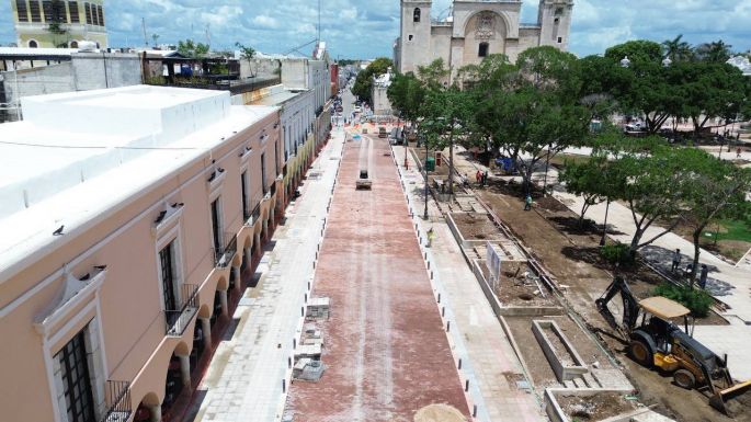 Avanzan los trabajos de remodelación de la Plaza Grande de Mérida