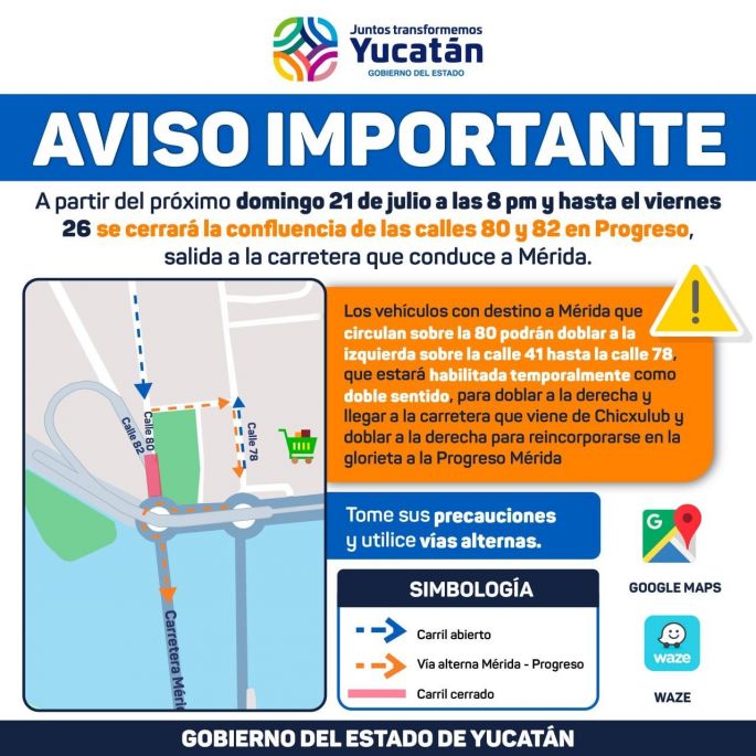 Cambios en la circulación de vehículos en Progreso por obras del Viaducto Elevado