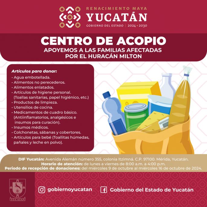 Habilita Gobierno del Estado Centro de Acopio en el DIF Yucatán