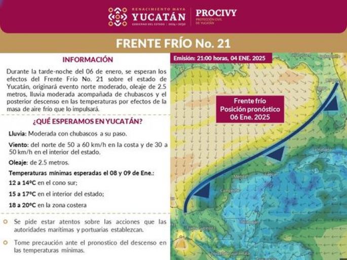 Pronostica Procivy lluvia y viento moderado para este Día de Reyes