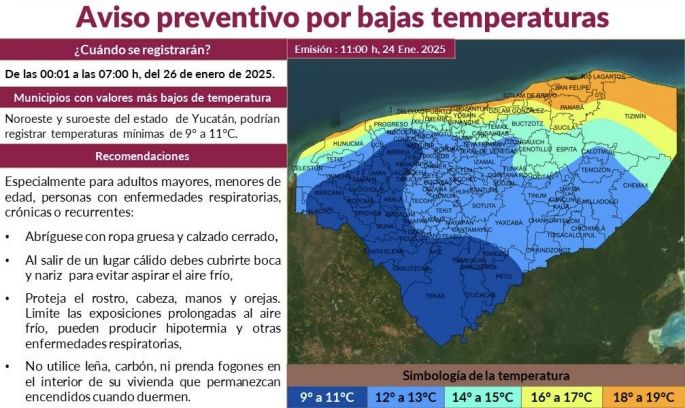 Recomiendan precaución ante bajas temperaturas en la madrugada del domingo
