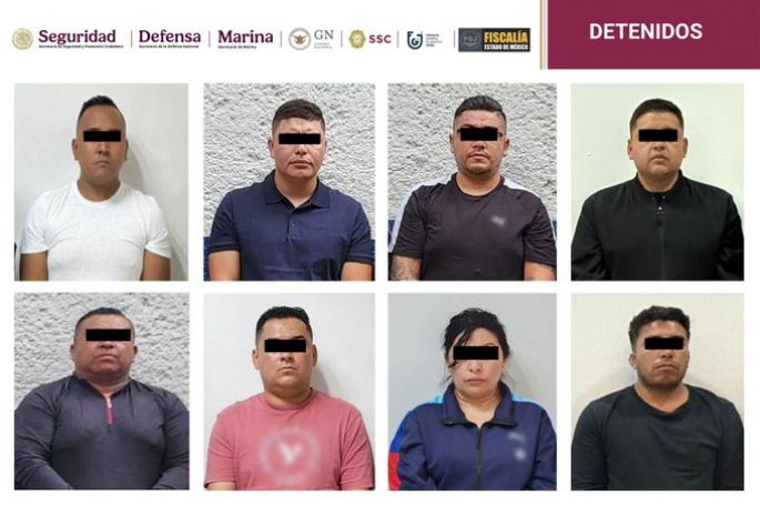 Tres policías en activo de la CDMX entre ocho delincuentes detenidos 